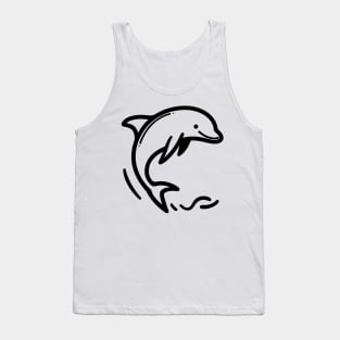 Stick Figure of a Dolphin in Black Ink Tank Top